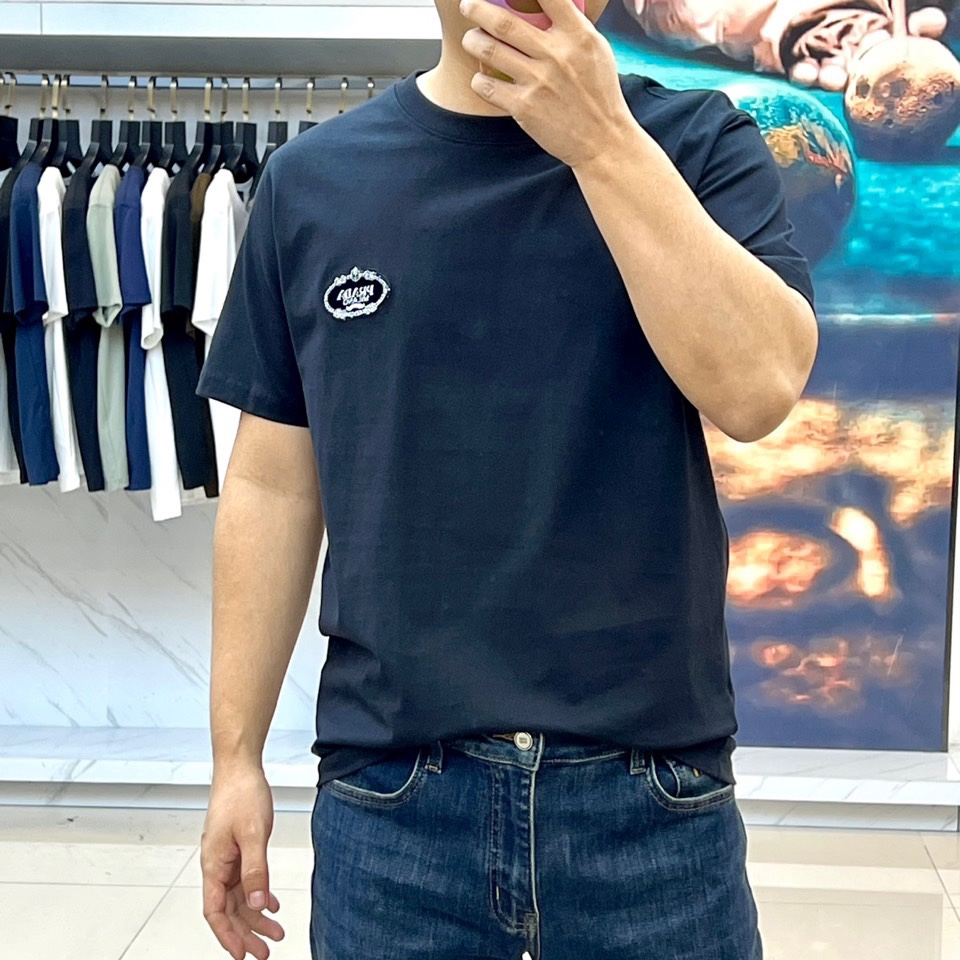 シンプル ロゴ入り コットン 半袖Tシャツ プラダ Tシャツ コピー ブラック-2
