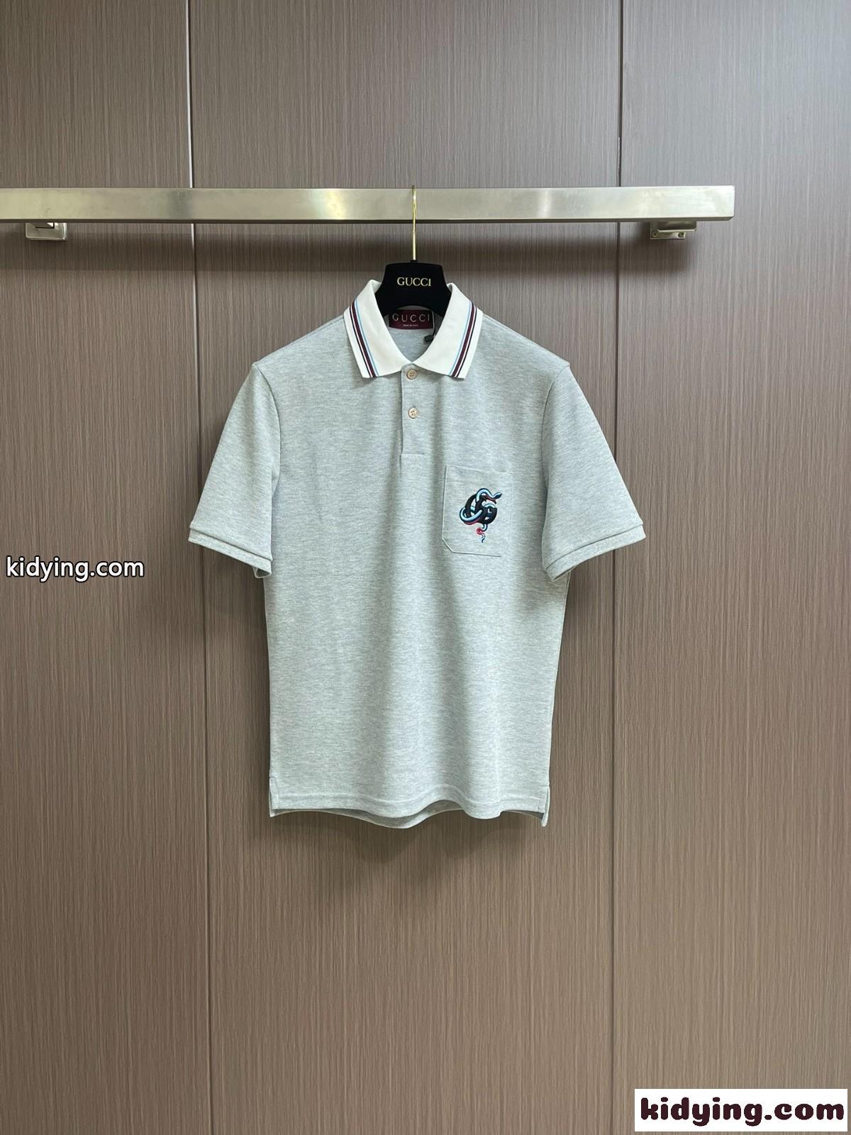 カジュアル 上品 刺繍入り コットン 半袖ポロシャツ グッチ Tシャツ コピー トップス-0