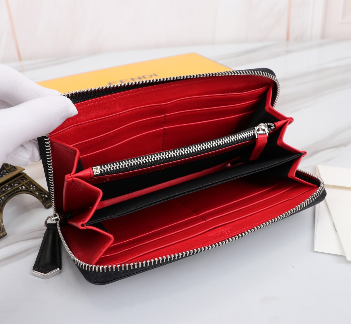 FENDI バグズアイ レザー 長財布 フェンディ 財布 コピー ウォレット-3