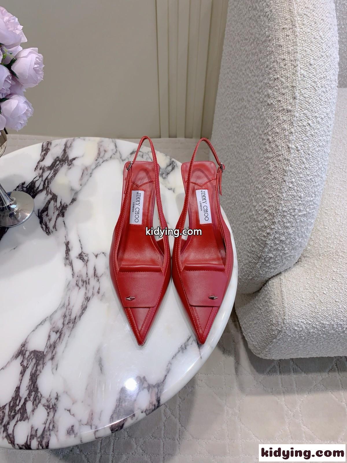 上品 洗練された スリングバック ジミーチュウ パンプス スーパーコピー レッド-1