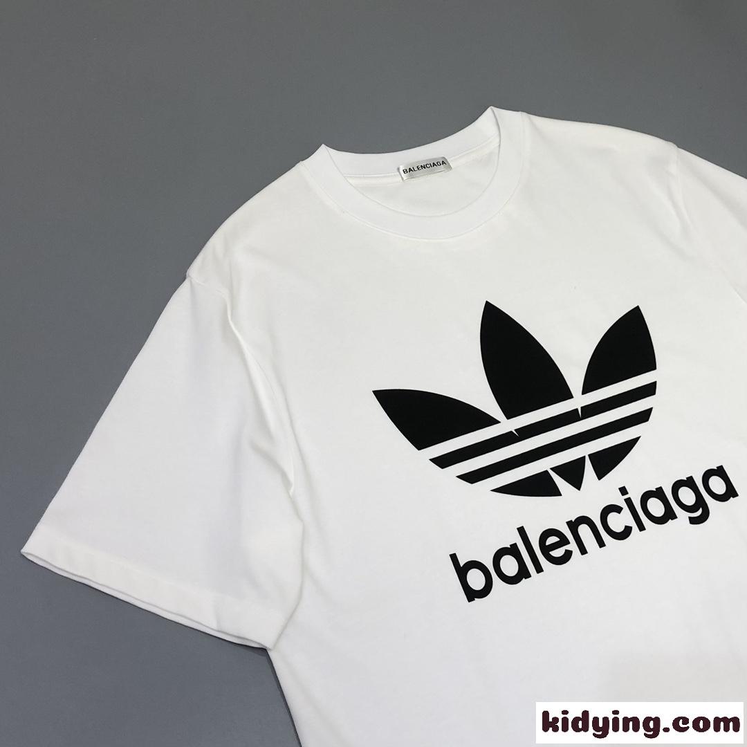 人気 BALENCIAGA×adidas ロゴプリント バレンシアガ Tシャツ コピー 半袖 トップス-3