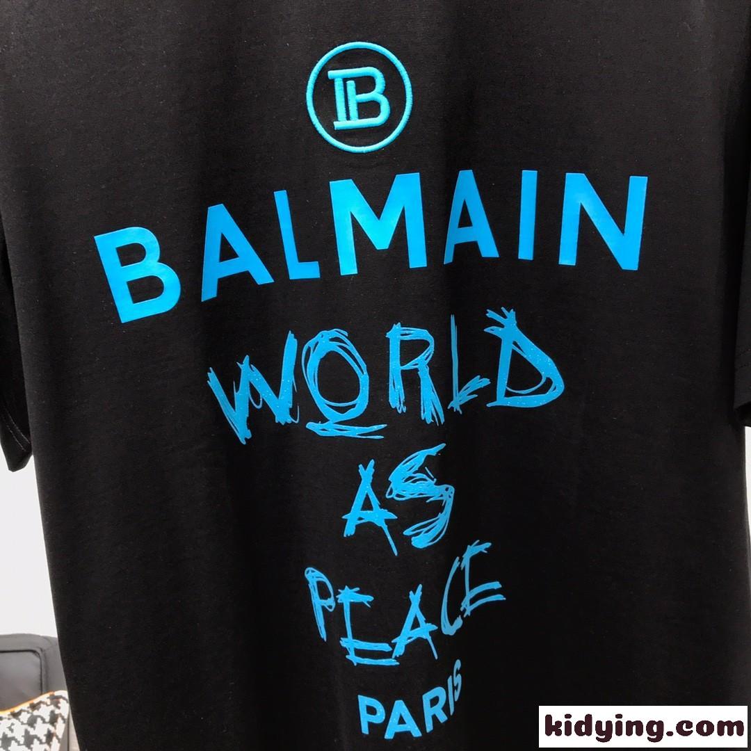 バルマン Tシャツ コピー 半袖 シンプル 合わせやすい クルーネック コットン-0