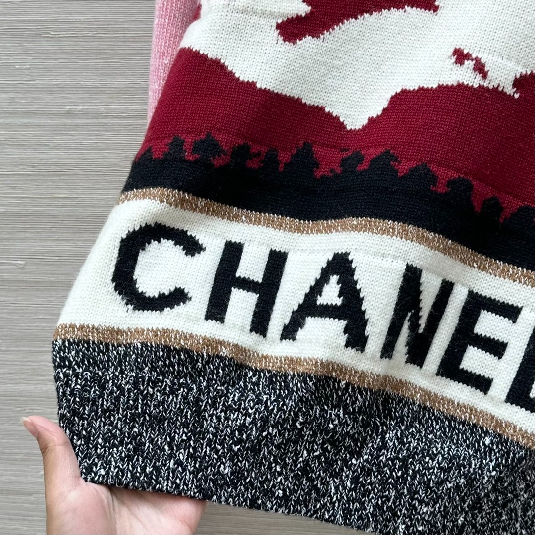 カジュアル おしゃれ カシミヤ ニット シャネル セーター コピー ピンク-3