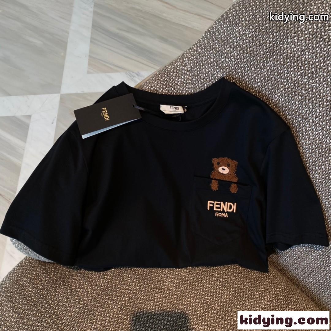コットン 半袖 フェンディ Tシャツ コピー レディース トップス おしゃれ カジュアル 可愛い クルーネック ゆったり-2