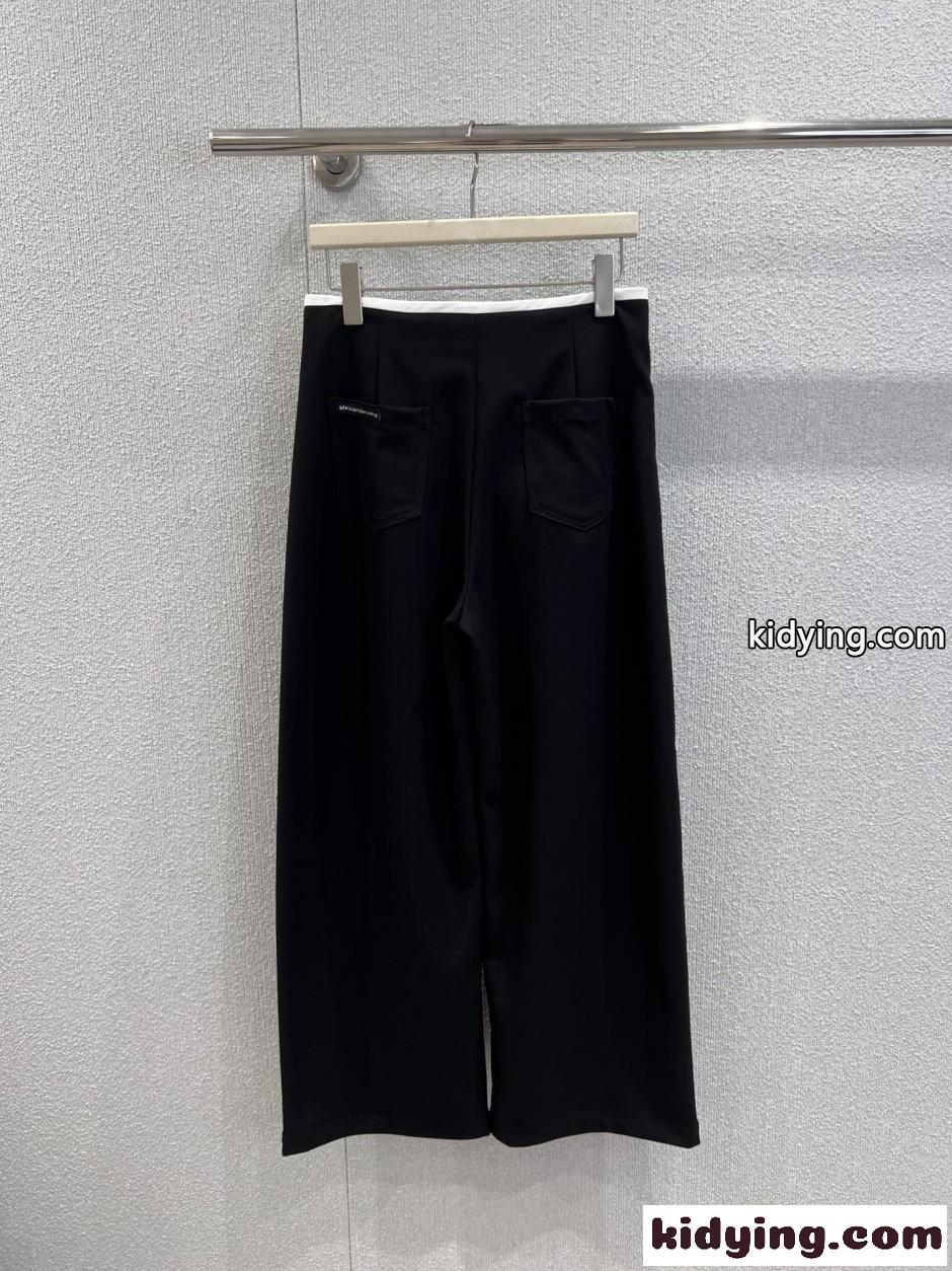 上品 エレガント ワイドレッグパンツ アレキサンダーワング パンツ 偽物 ブラック-0