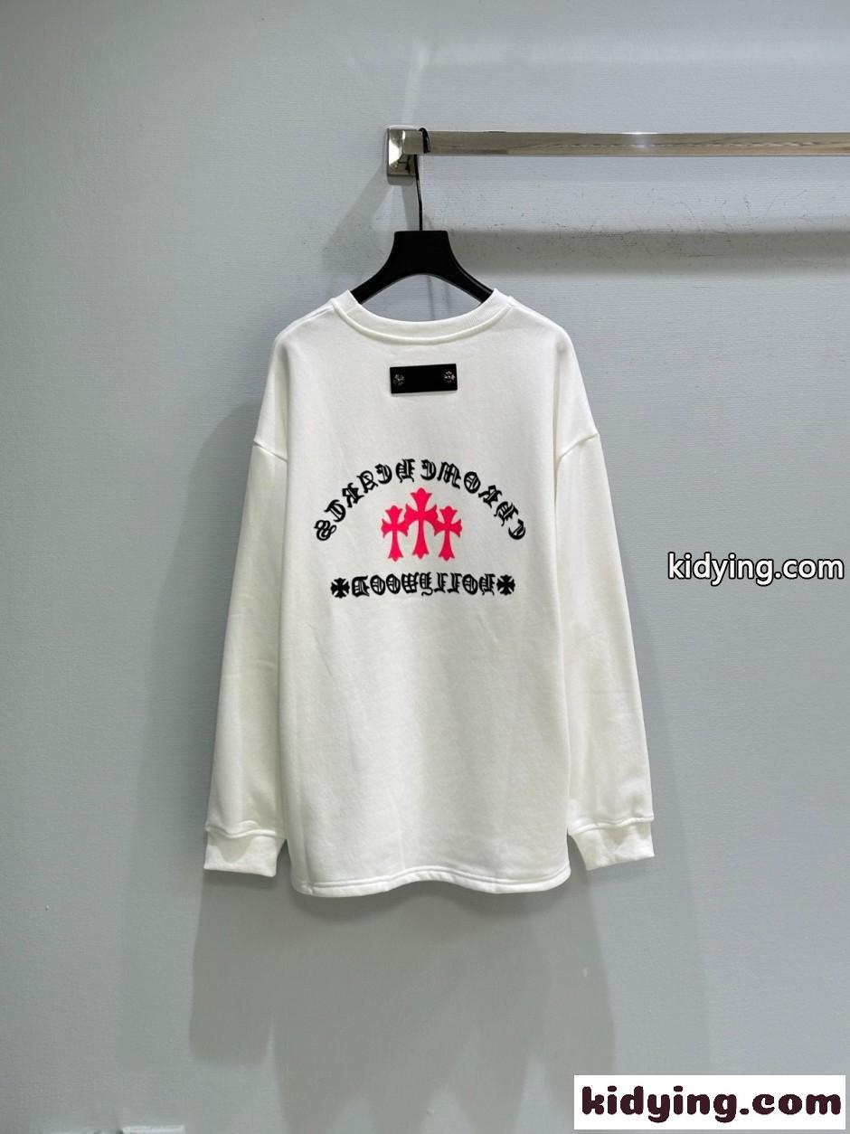 バックプリント 長袖Tシャツ クロムハーツ Tシャツ 偽物 コットン ホワイト-1