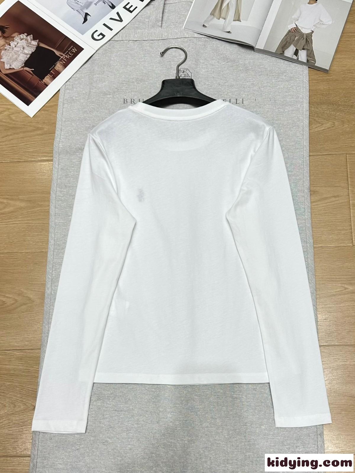 シンプル ロゴ刺繍 コットン 長袖Tシャツ ラルフローレン Tシャツ コピー ホワイト-5