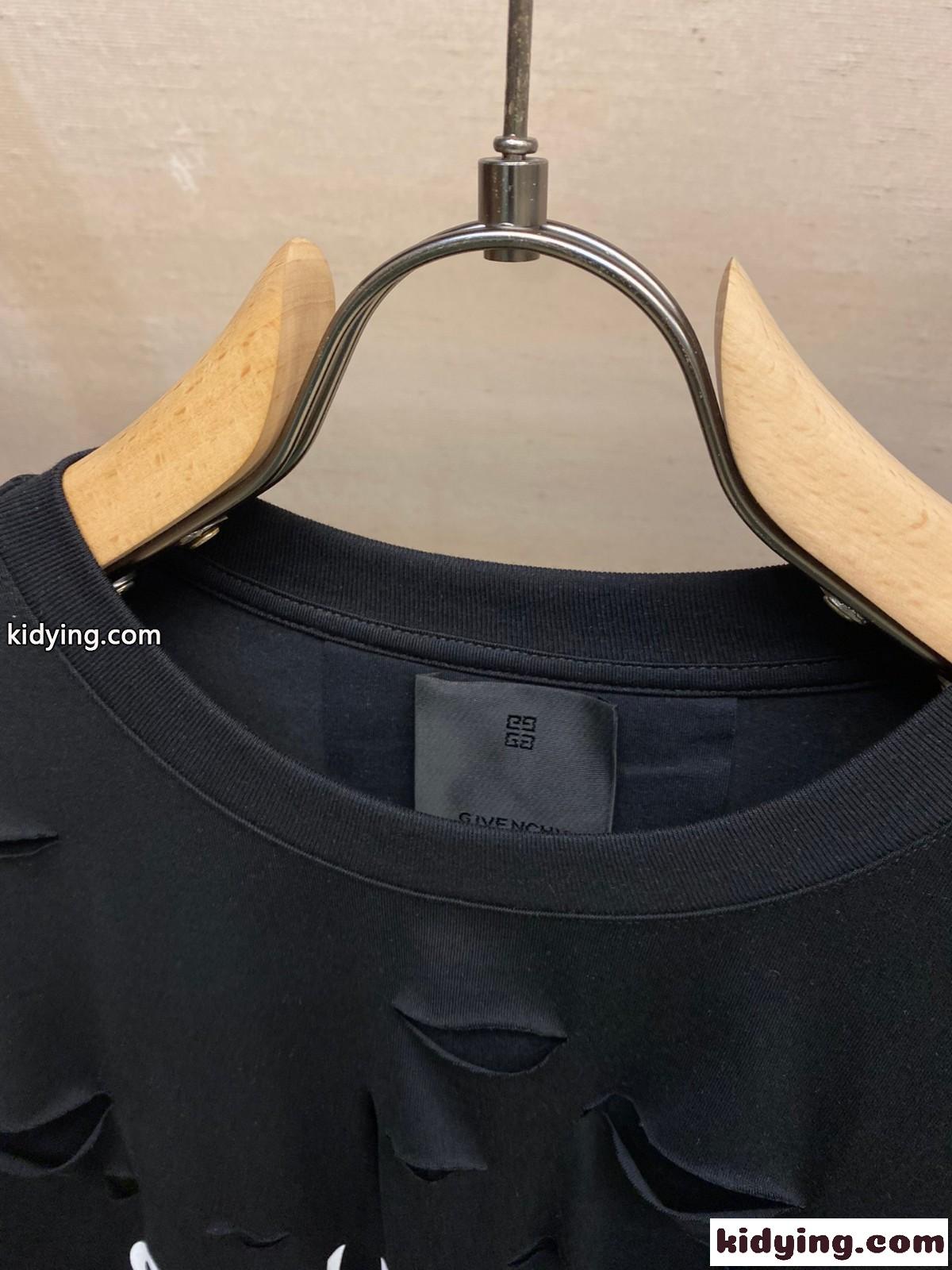 ジバンシィ Tシャツ コピー ダメージ加工 おしゃれ クルーネック コットン 半袖 トップス-1