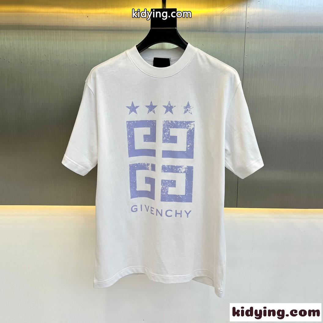 4Gスター プリント ジバンシィ Tシャツ コピー クルーネック コットン 半袖-0