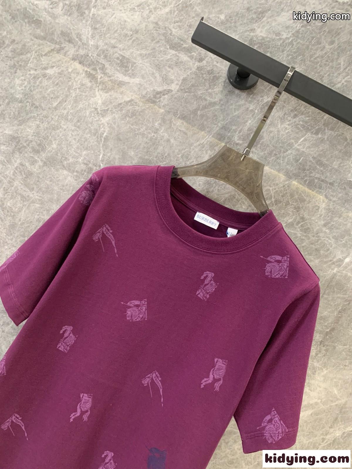 EKD コットンTシャツ バーバリー Tシャツ コピー 半袖 トップス パープル-2