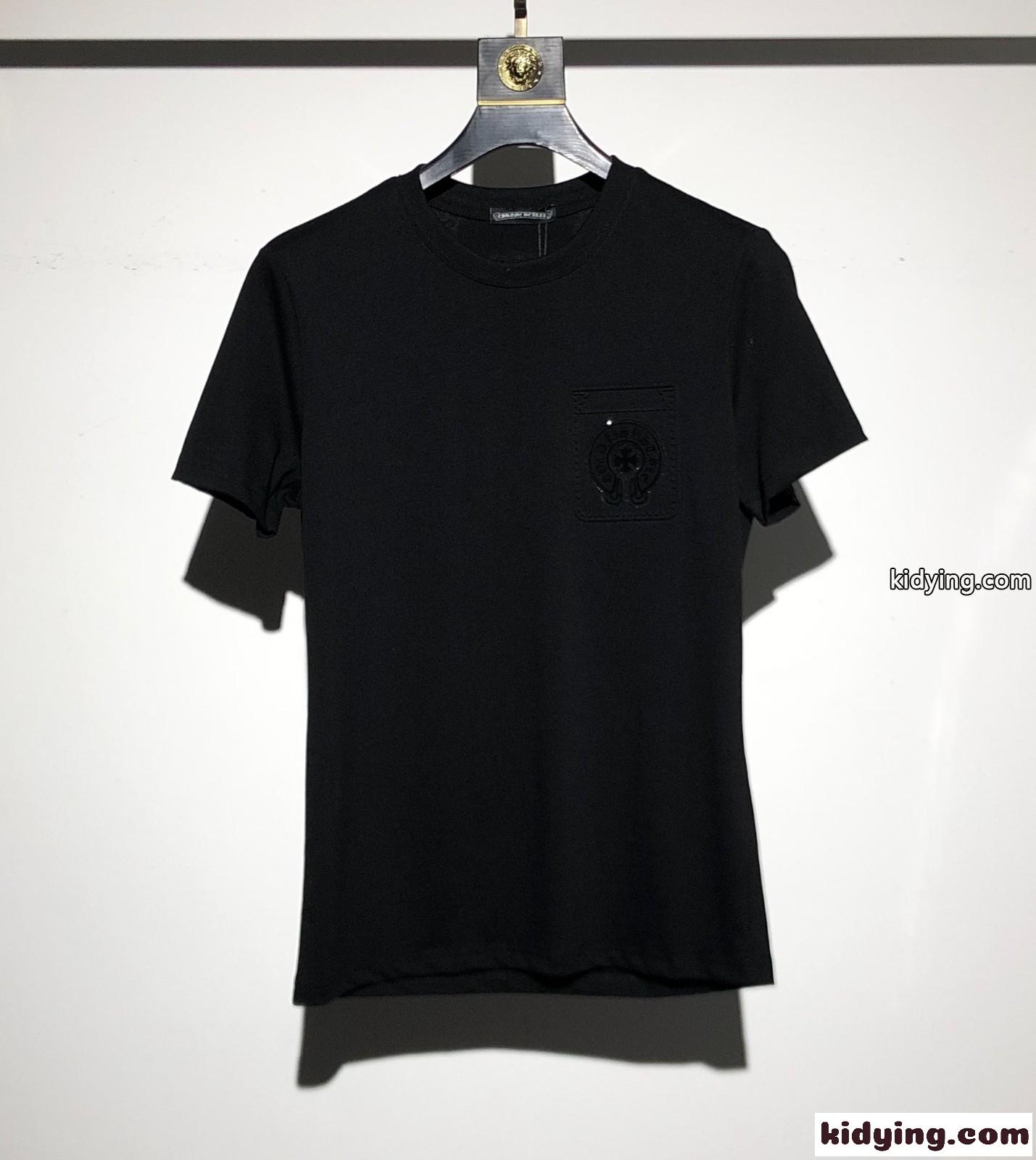カジュアル おしゃれ 柔らかい 高品質 着心地いい クールネック 半袖 メンズ クロムハーツ tシャツ コピー ホワイト ブラック-0