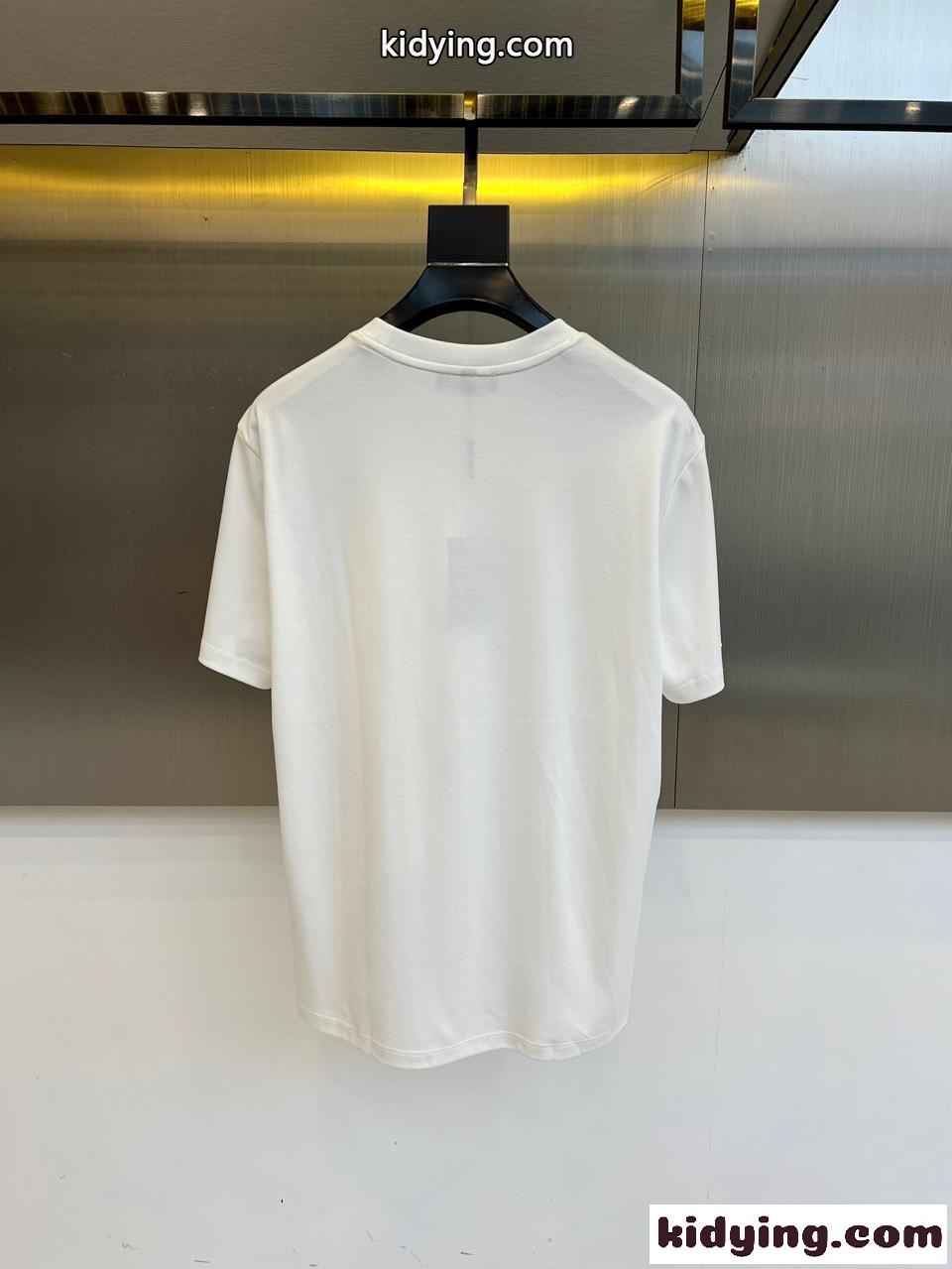 カジュアル 洗練された クルーネック 半袖Tシャツ アルマーニ Tシャツ コピー ホワイト-3