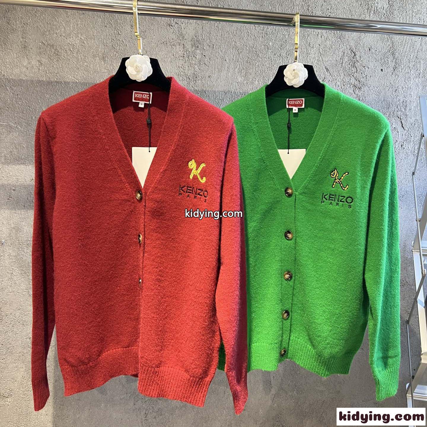 ケンゾー カーディガン コピー 着心地いい スウィート おしゃれ Vネック ロゴ 刺繍-1