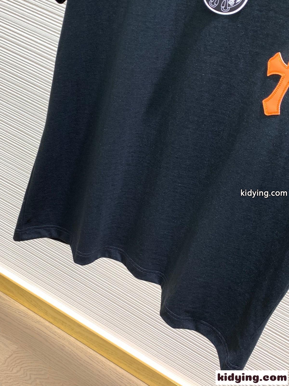 クロスパッチ クルーネック 半袖Tシャツ クロムハーツ Tシャツ コピー ブラック-3