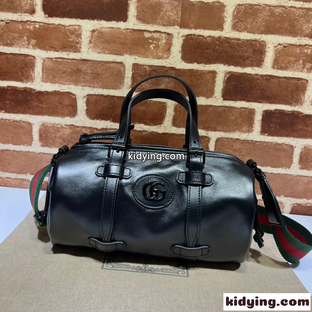 ダブルG スモール ダッフルバッグ グッチ バッグ コピー ブラックレザー-0