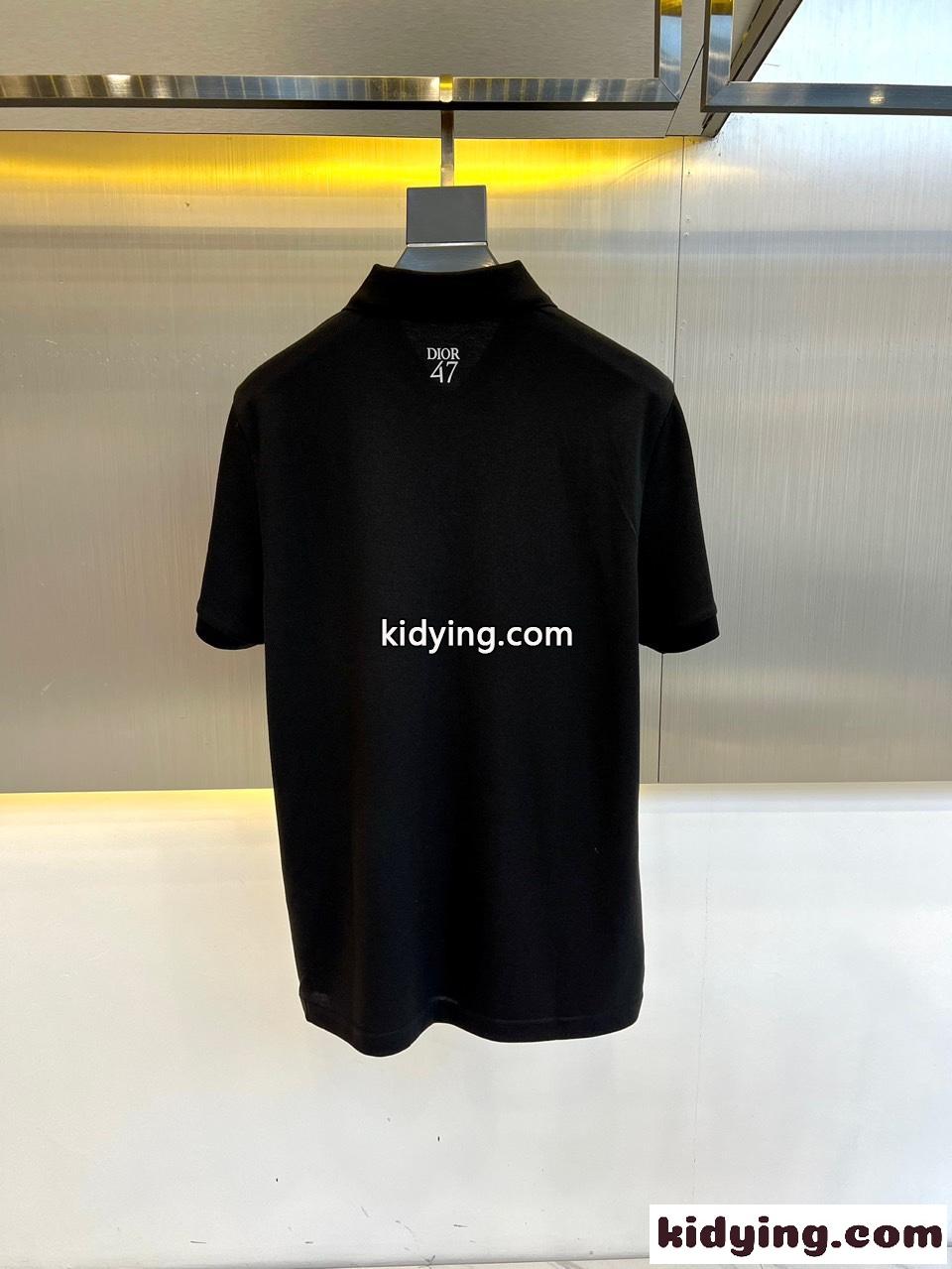 カジュアル クリスチャン・ディオール 半袖Tシャツ コピー コットンピケ ポロシャツ ブラック-4