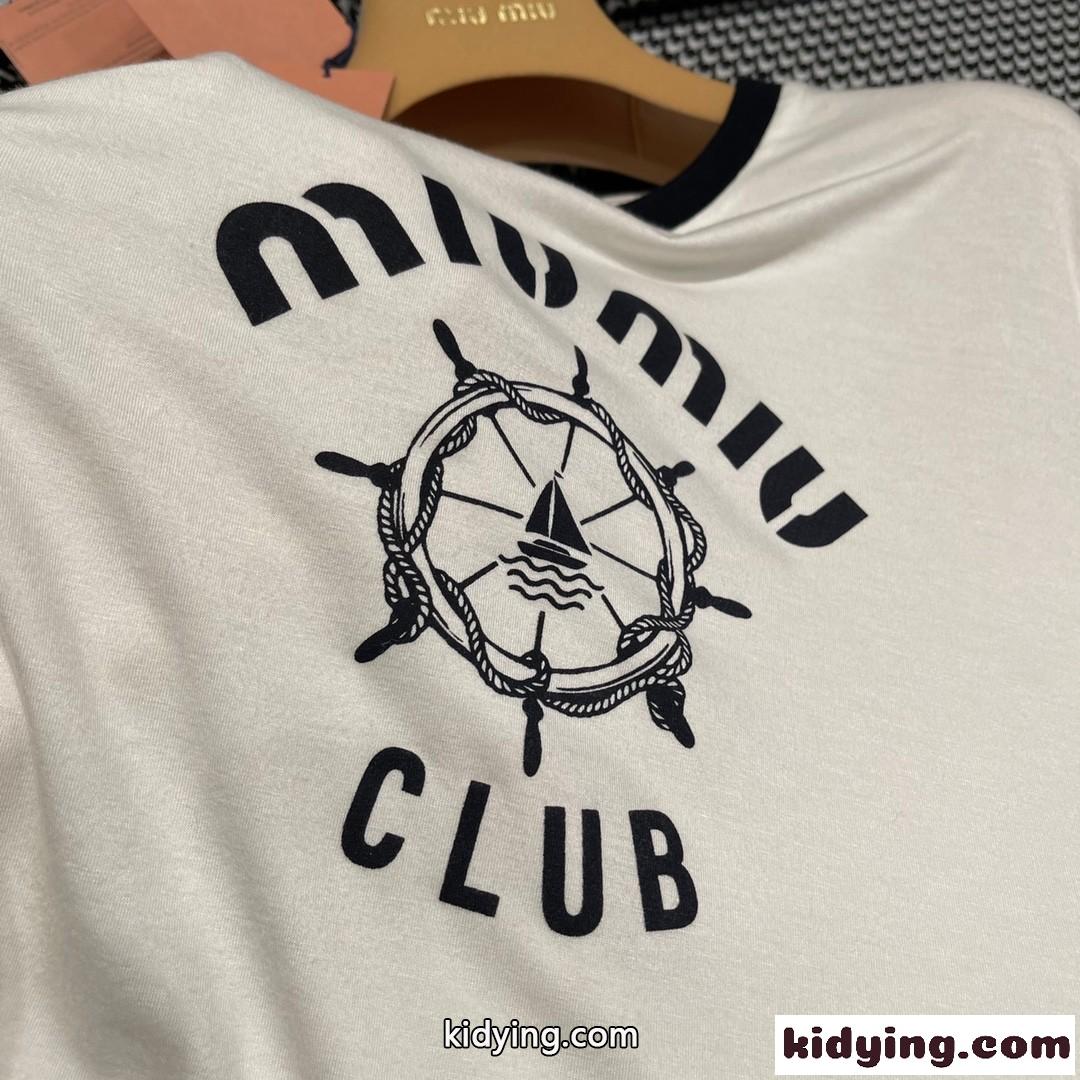 新作～快適 プリント ジャージー Tシャツ ミュウミュウ Tシャツ コピー ショートスリーブ-4
