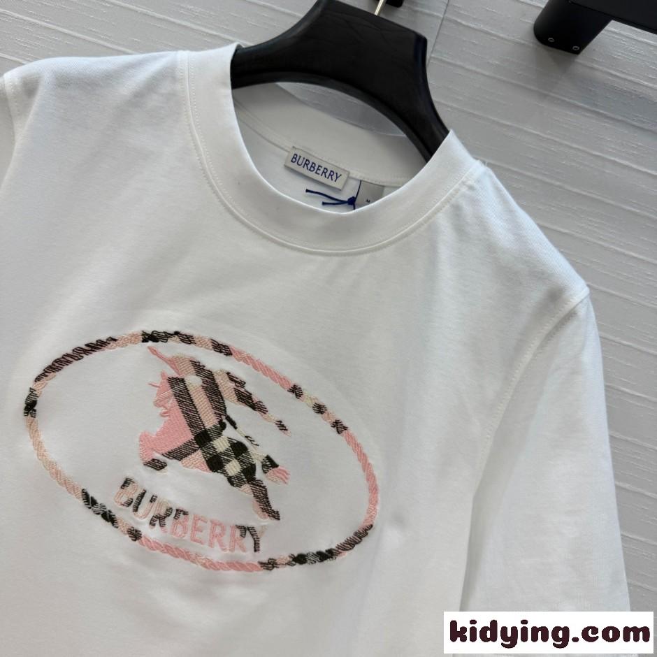 バーバリー Tシャツ 偽物 チェックナイトスタンプ コットンTシャツ-2