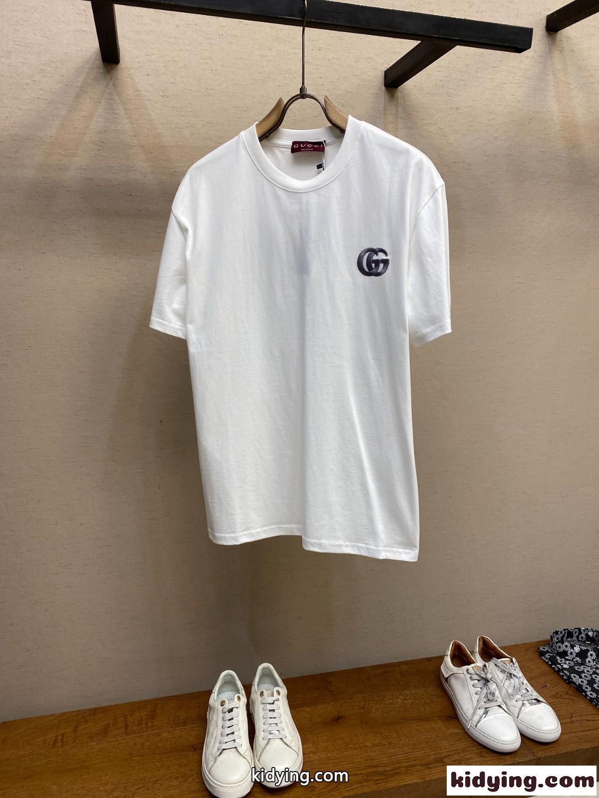 シンプル クルーネック 半袖Tシャツ グッチ Tシャツ コピー コットン ホワイト-2