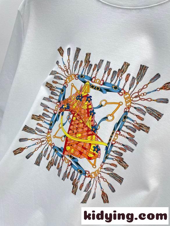 エルメス 半袖tシャツ コピー クルーネック 春夏 定番 合わせやすい プリント 着心地いい トップス-2