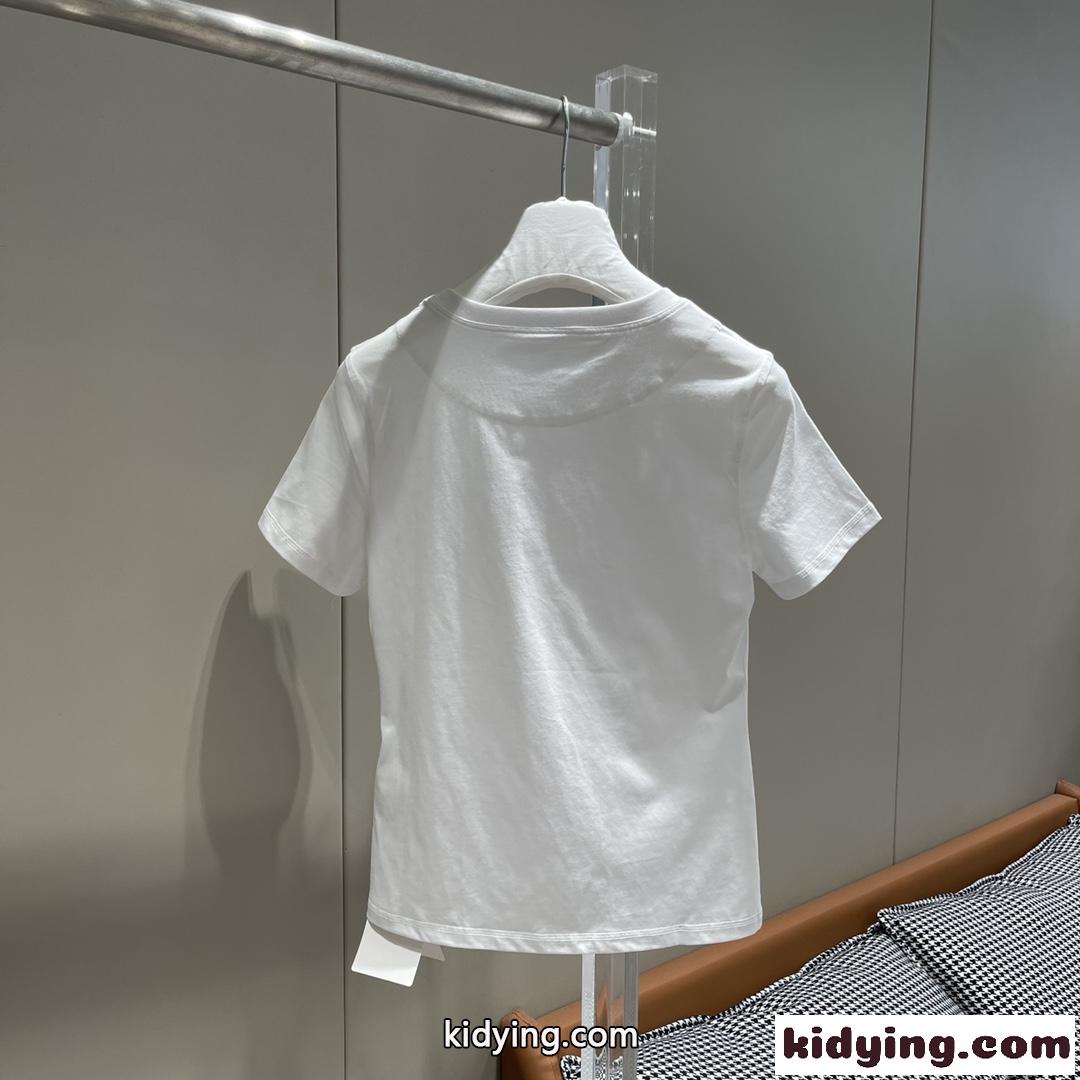上品 カジュアル 春夏 新作 Canoe プリント 半袖Tシャツ エルメス Tシャツ コピー ホワイト-1