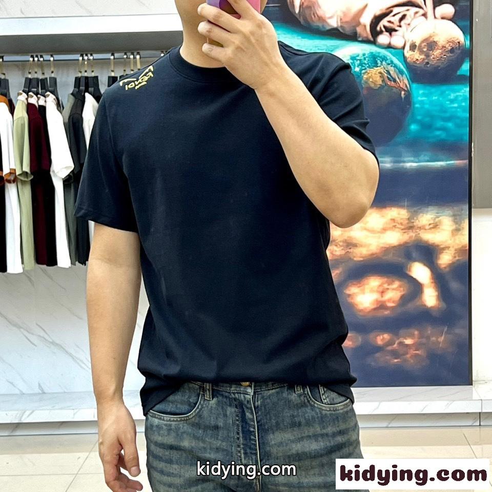 シンプル カジュアル 半袖Tシャツ フェンディ Tシャツ 偽物 クルーネック ブラック-2