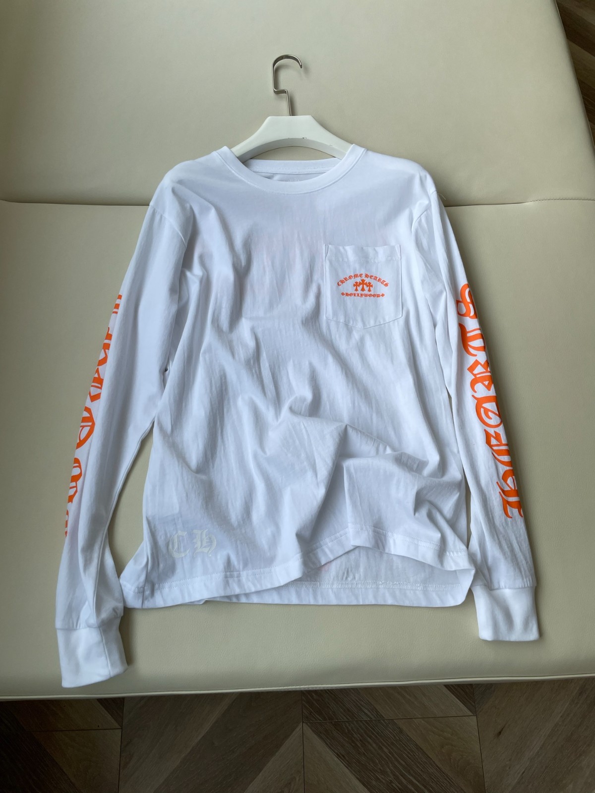 ストリート ロゴプリント 長袖Tシャツ クロムハーツ Tシャツ 偽物 ホワイト-0