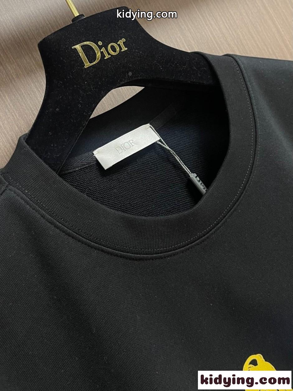 定番 ロゴ コットン スウェットシャツ クリスチャン・ディオール Tシャツ コピー ブラック-4