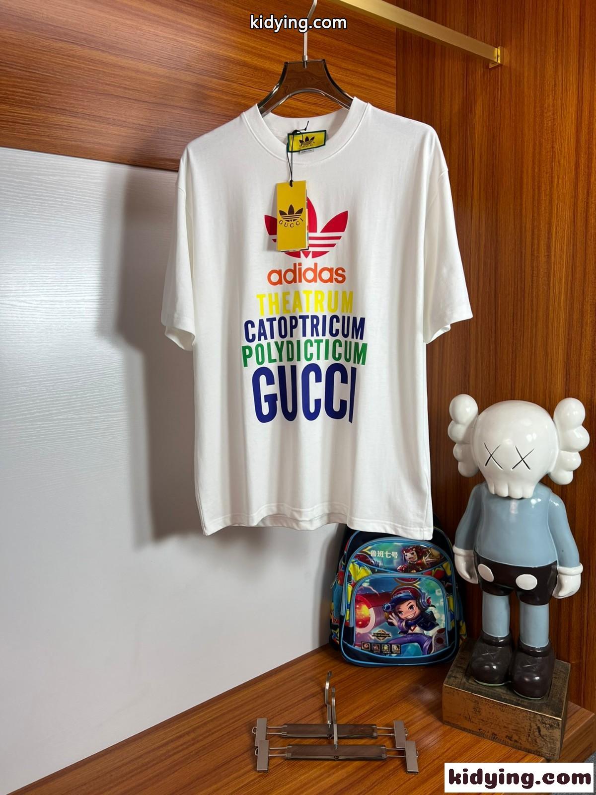 ADIDAS X GUCCI コットンTシャツ グッチ Tシャツ コピー 半袖 男女兼用-1