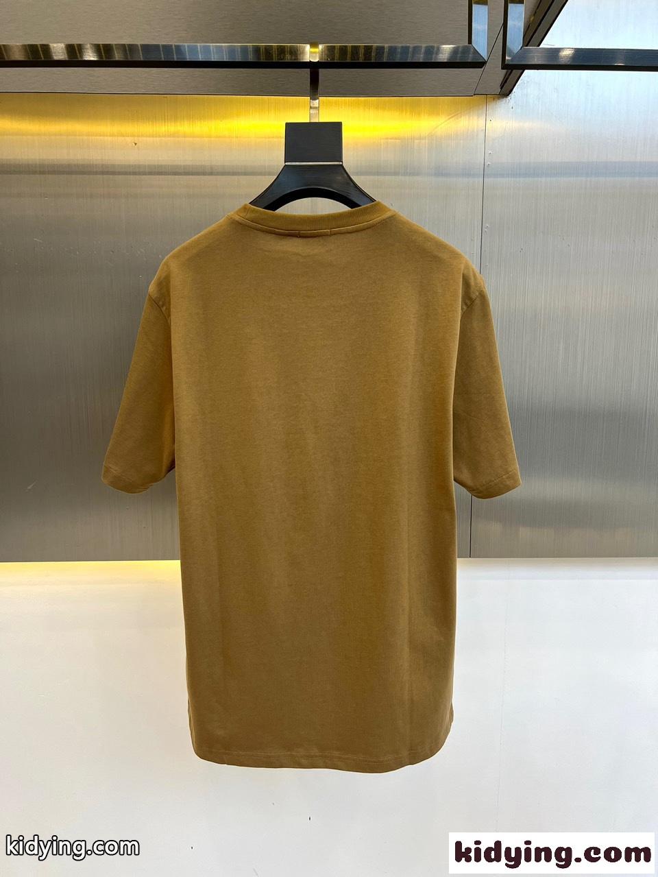 カジュアル ロゴプリント クルーネック バーバリー 半袖Tシャツ コピー キャメル-4