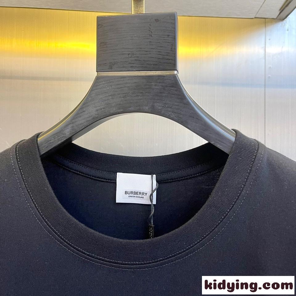 ベーシック 着回し ロゴ クルーネック バーバリー Tシャツ コピー メンズ 半袖 トップス ブラック-1