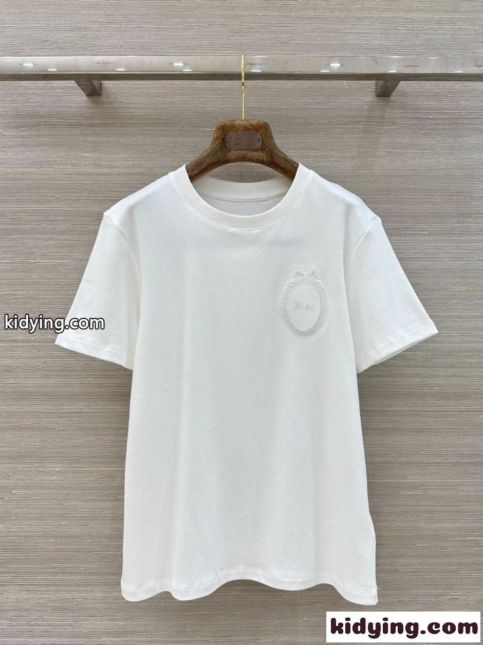 Dior Médaillon エンブロイダリー 半袖Tシャツ クリスチャン・ディオール Tシャツ コピー ホワイト-0