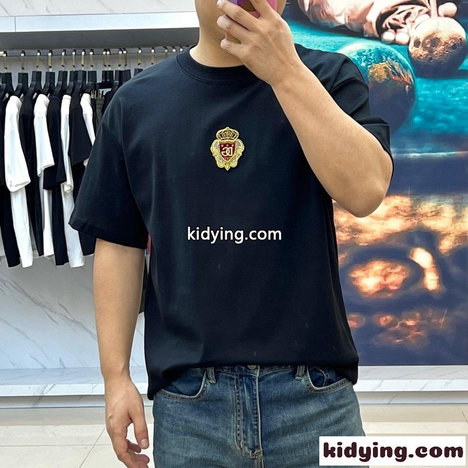 シンプル ロゴパッチ ドルチェ&ガッバーナ 半袖Tシャツ コピー クルーネック ブラック-2