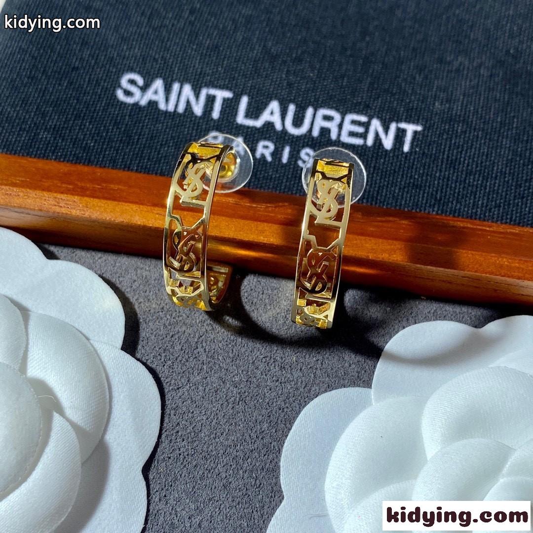 人気 YSL モノグラム リングピアス イヴ・サンローラン ピアス コピー レディース-1