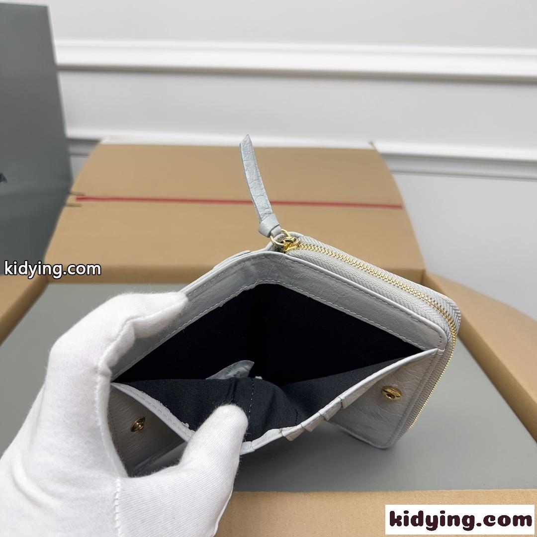 上品 高級感 コンパクトウォレット バレンシアガ 財布 コピー 二つ折り財布 グレー-5