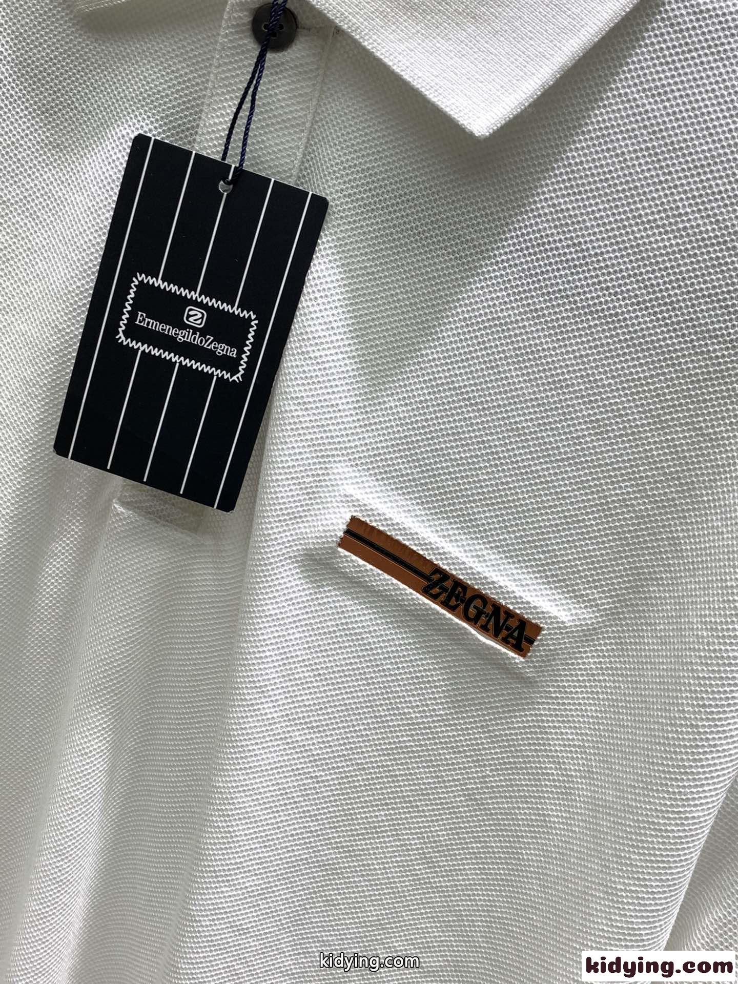 カジュアル コットン 半袖 ポロシャツ エルメネジルド・ゼニア Tシャツ コピー ホワイト-0