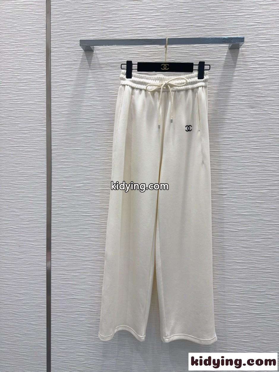 CCロゴ ドローストリング スウェットパンツ シャネル パンツ コピー ホワイト-1