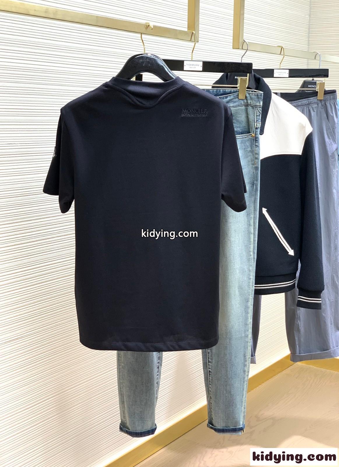 おしゃれ ロゴ 刺繍入り クルーネック モンクレール Tシャツ コピー 半袖 トップス-5