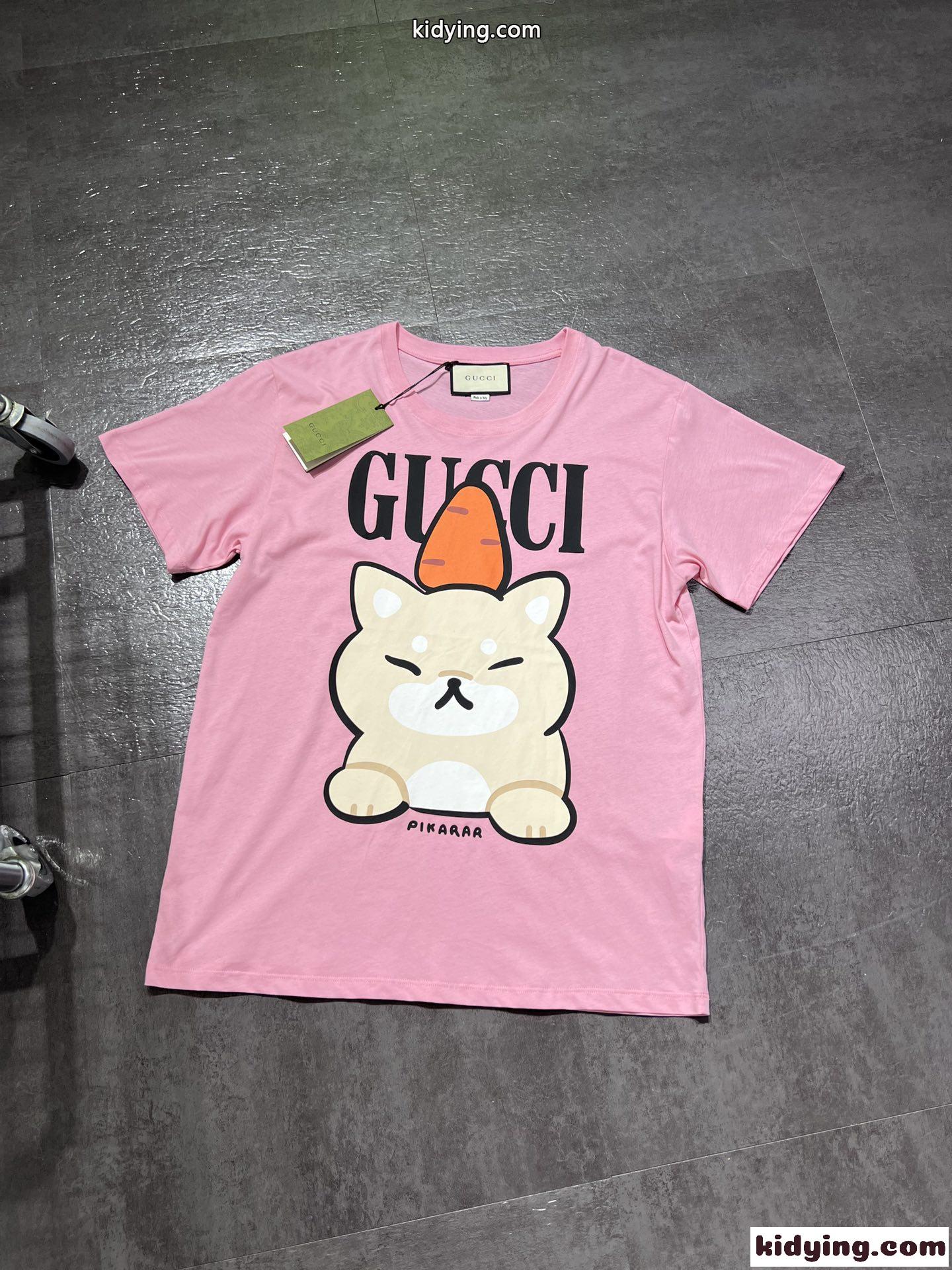カジュアル 可愛い プリント クルーネック コットン 半袖Tシャツ グッチ Tシャツ コピー-3