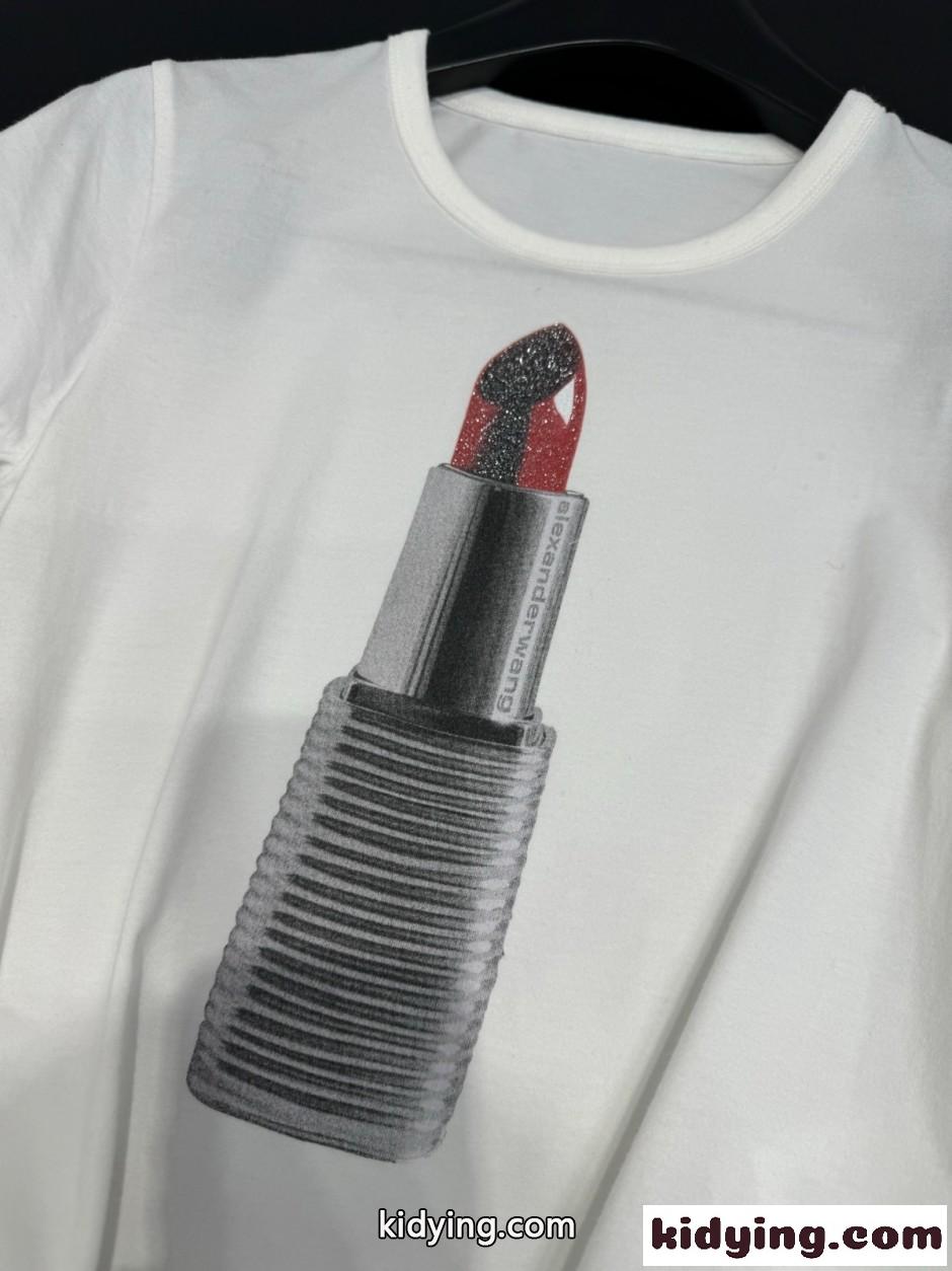リップモチーフクロップドコットンTシャツ アレキサンダーワング Tシャツ コピー ホワイト-3