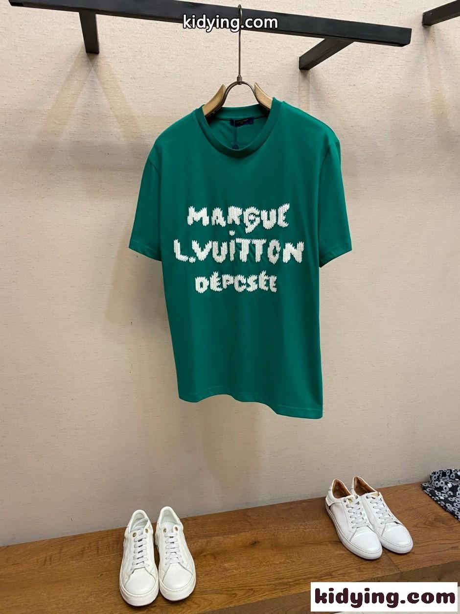 エンブロイダリー シグネチャーTシャツ ルイ・ヴィトン Tシャツ コピー グリーン-0