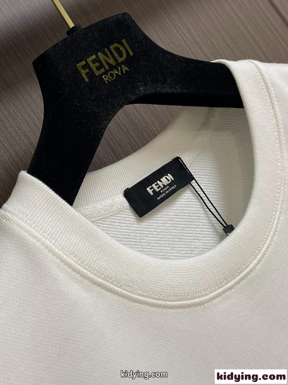 定番 ロゴ入り フェンディ Tシャツ コピー クルーネック スウェットシャツ-3