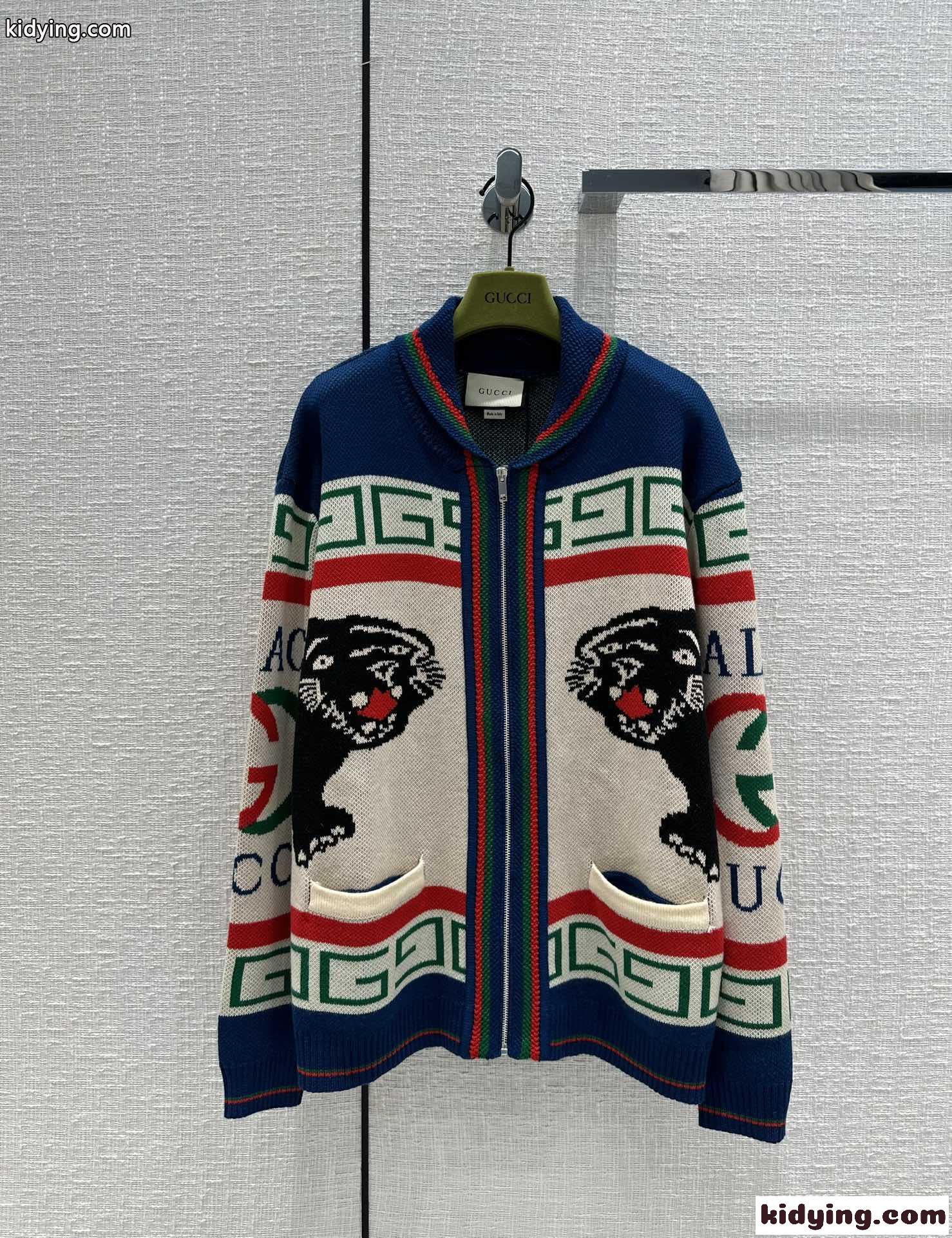 PALACE×GUCCI 人気 コラボ ジャガード ニット グッチ カーディガン コピー 長袖 カジュアル-0
