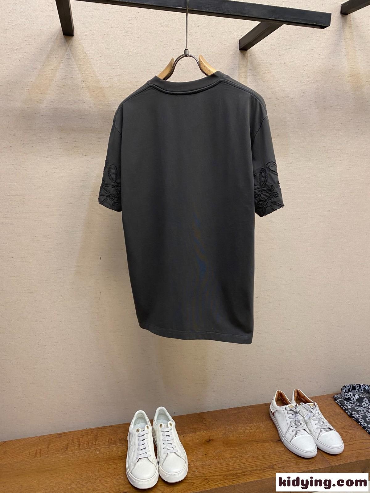 カジュアル ルーズフィット Tシャツ ロエベ Tシャツ コピー 半袖 トップス グレー-1