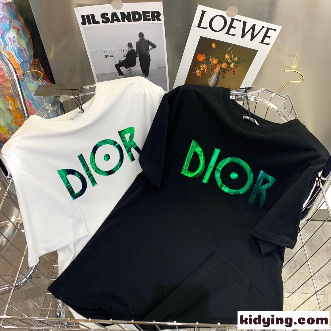 シンプル 合わせやすい ラウンドネック クリスチャン・ディオール 半袖tシャツ コピー ホワイト ブラック-0