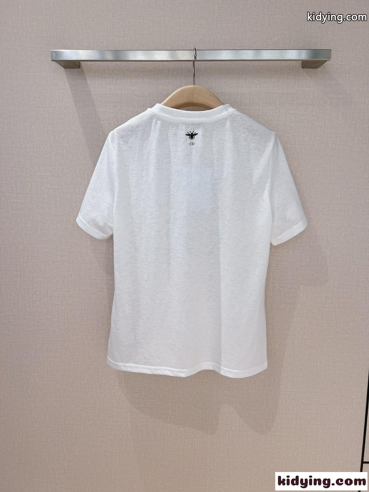 遊び心いっぱい プリント クルーネック 半袖Tシャツ クリスチャン・ディオール Tシャツ コピー-0