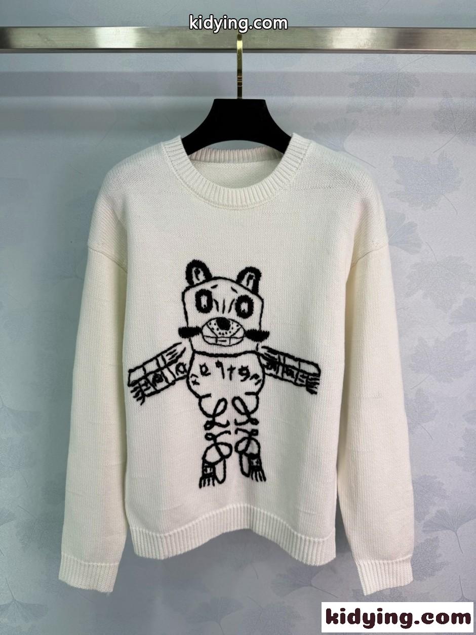 おしゃれ ウール プルオーバー ロエベ セーター コピー クルーネック-2