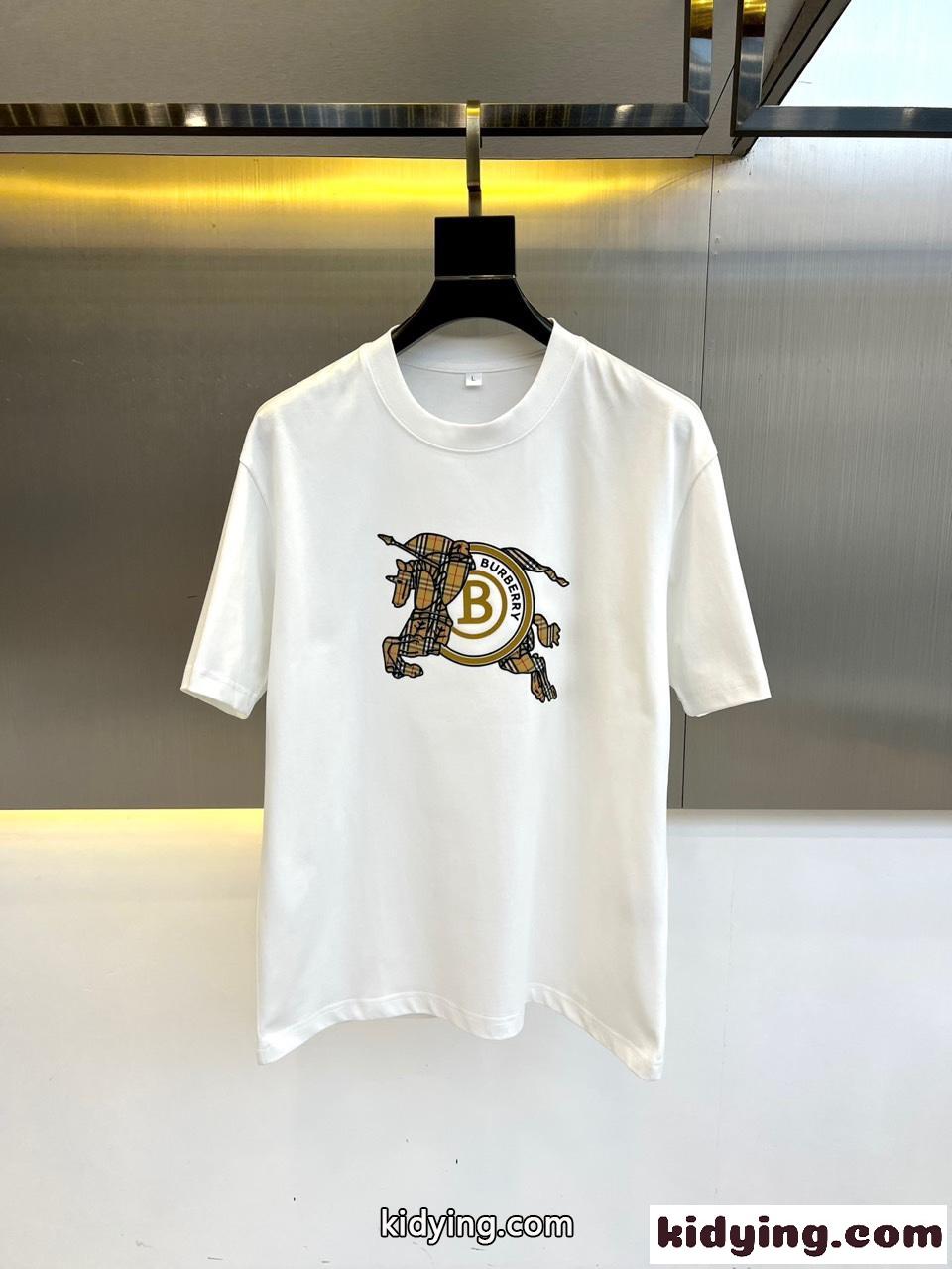 コットン ロゴ入り 半袖Tシャツ バーバリー Tシャツ 偽物 クルーネック ホワイト-0