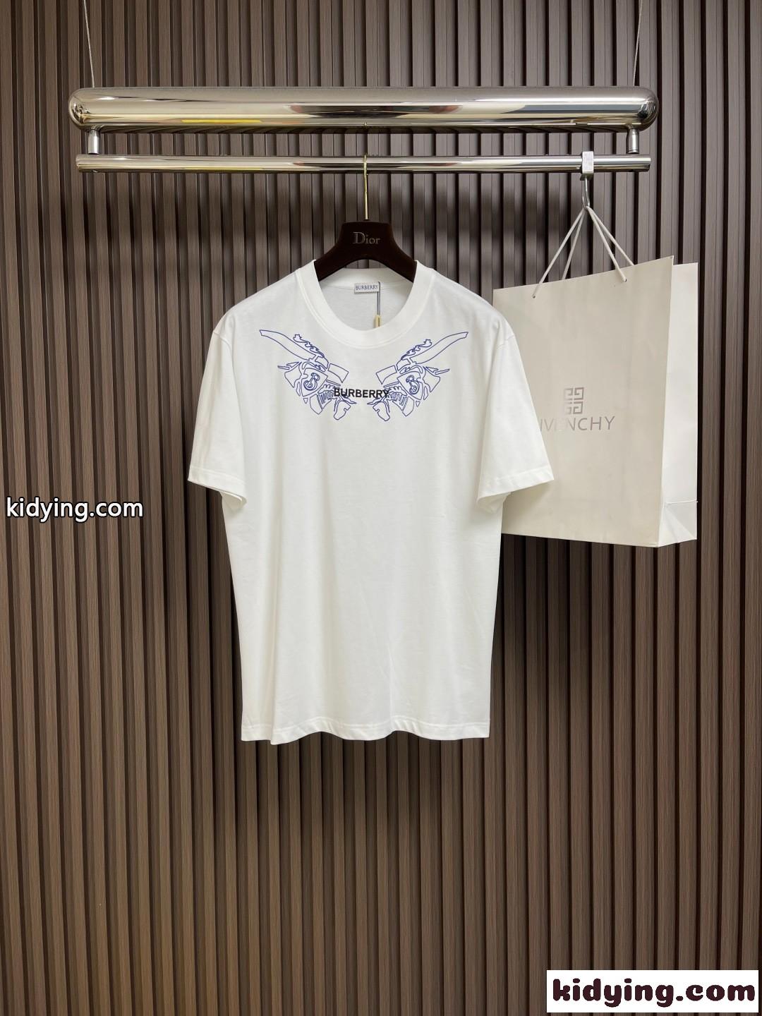 シンプル ロゴプリント クルーネック 半袖Tシャツ バーバリー Tシャツ コピー-1
