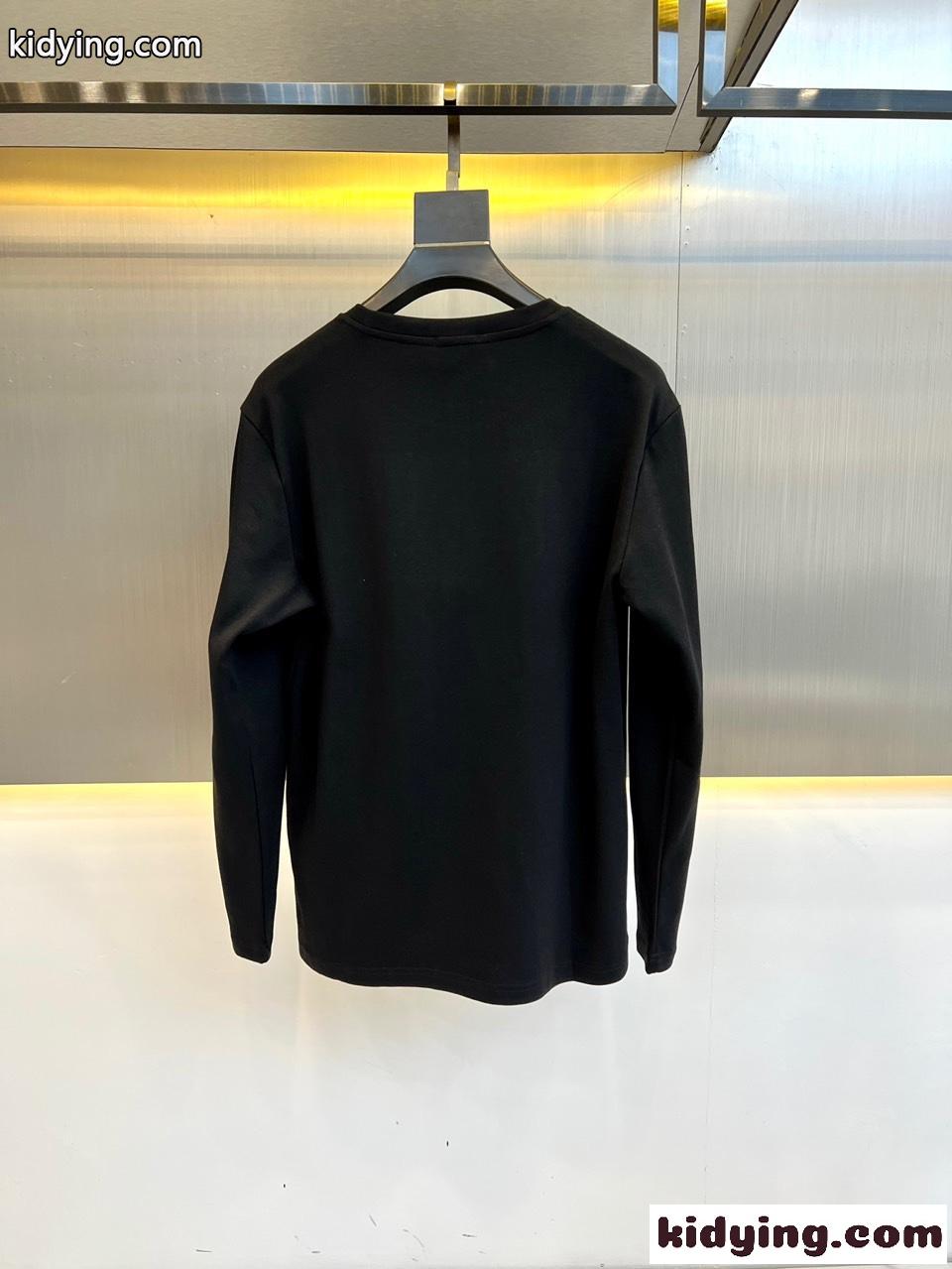 ベーシック ロゴプリント クルーネック 長袖Tシャツ バーバリー Tシャツ コピー ブラック-4